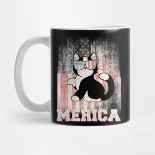 Cat Merica American Flag Patriot 4th Of July Mug